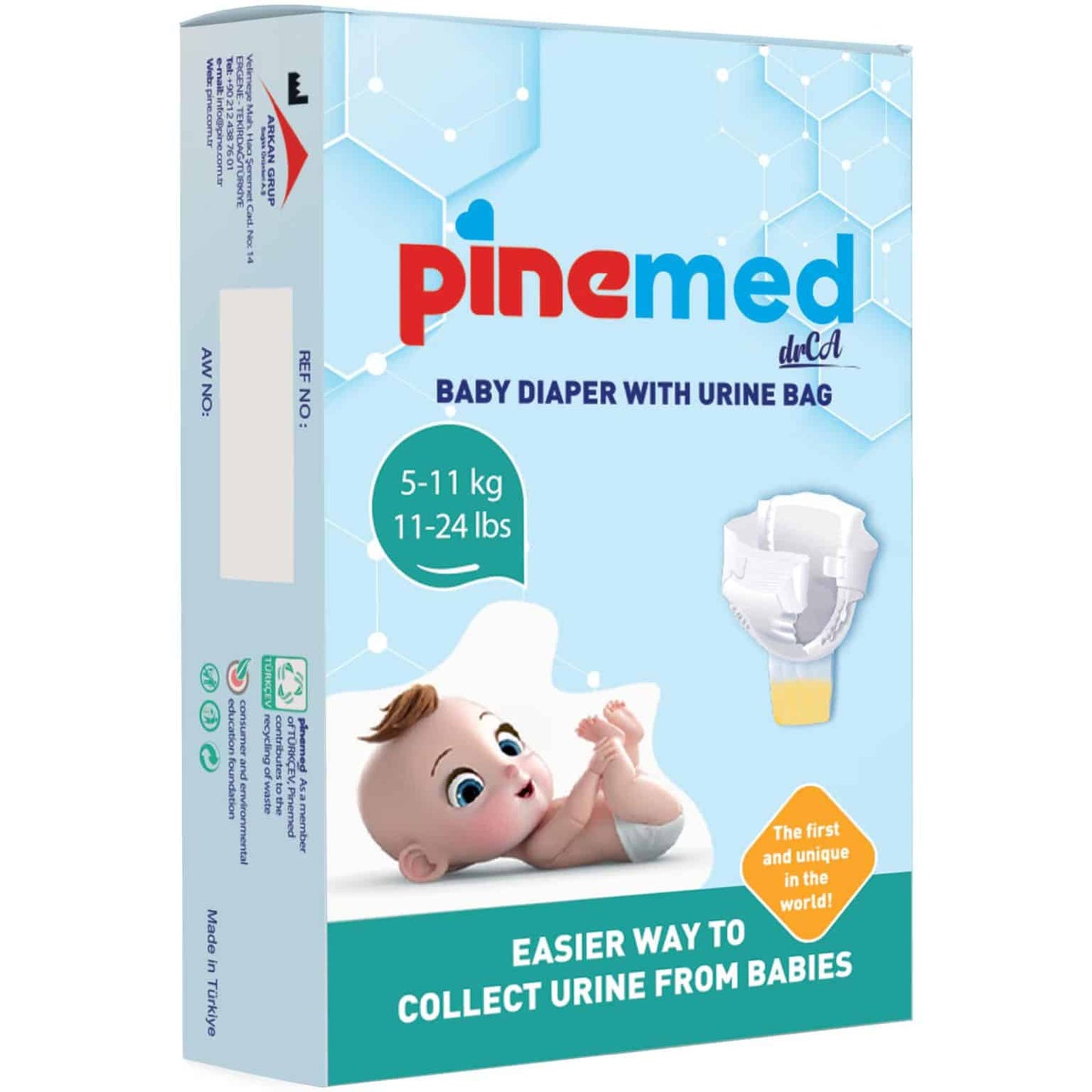 Pinemed pelene za bebe sa kesom za urin 2 komada M,S,L