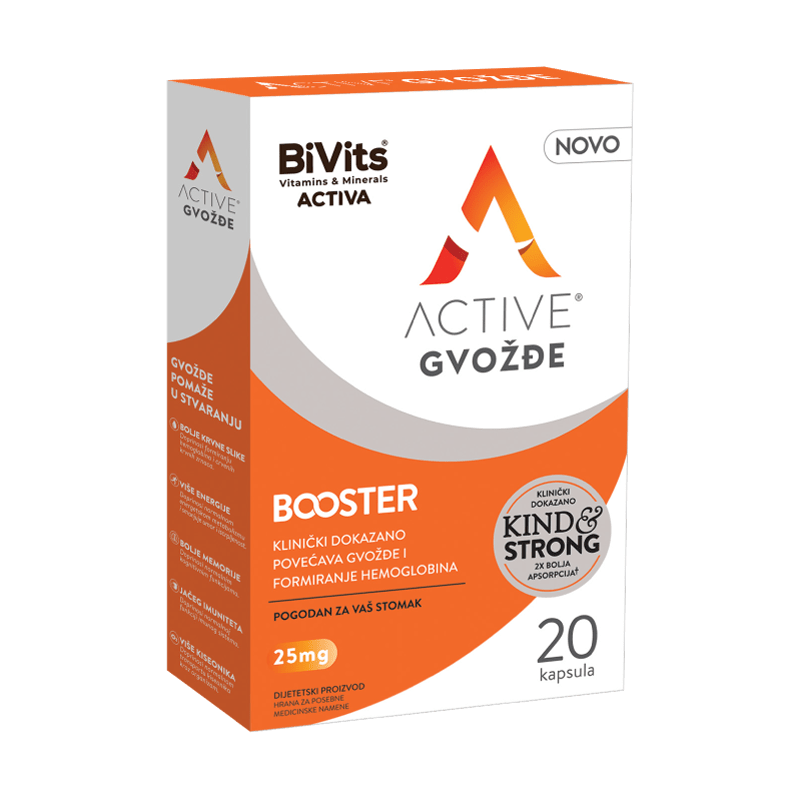 Bivits activa željezo booster 25 mg 20 kapsula