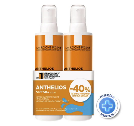 La Roche-Posay Anthelios nevidljivi sprej spf50 duopack 2x200ml