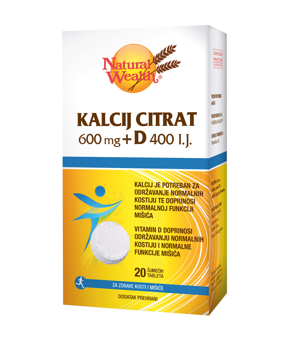 N.W. Kalcijev citrat 600mg+D 400 effe.