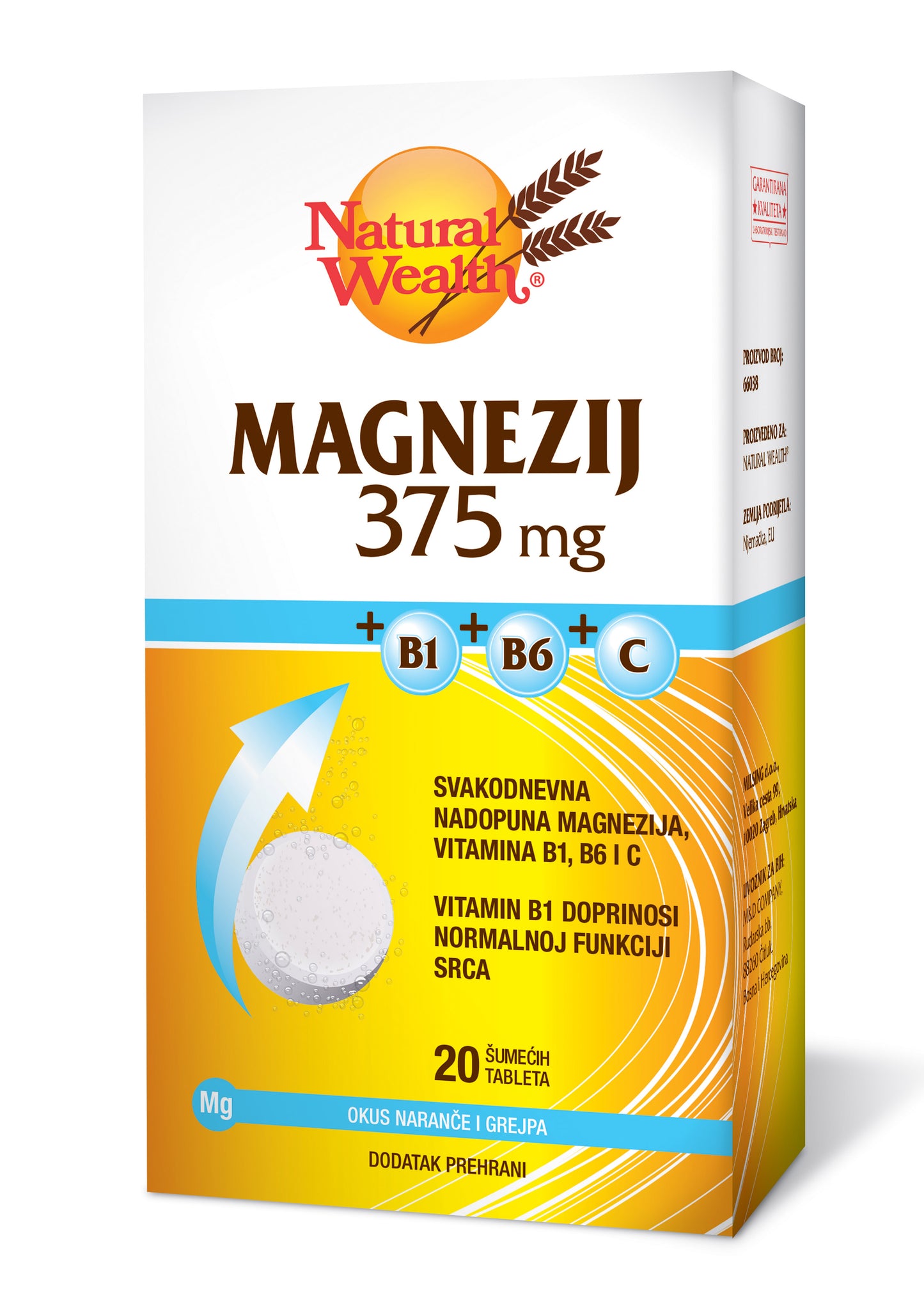 N.W. Magnezij 375mg + B1 + B6 + C 20 šumećih tableta